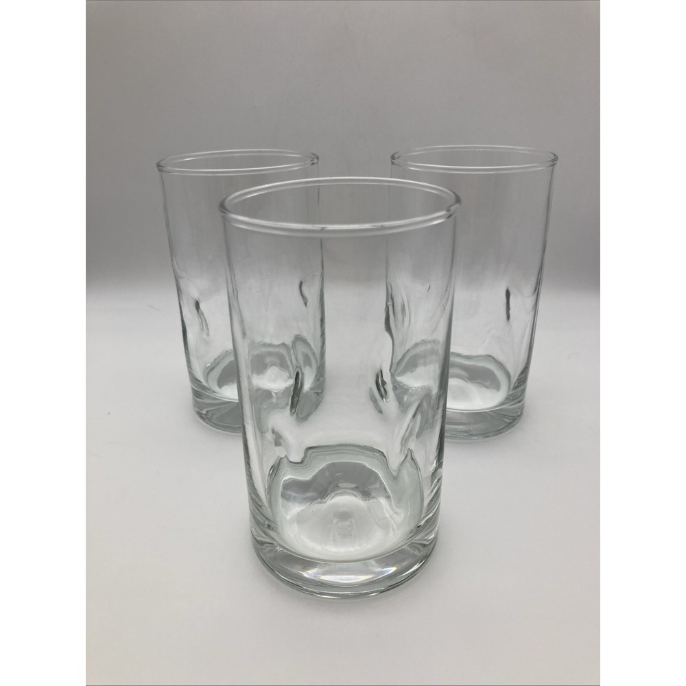 Set Of 3 Libbey Clear Impressions Lowball 5" 8oz Drinking Glasses Dimpled